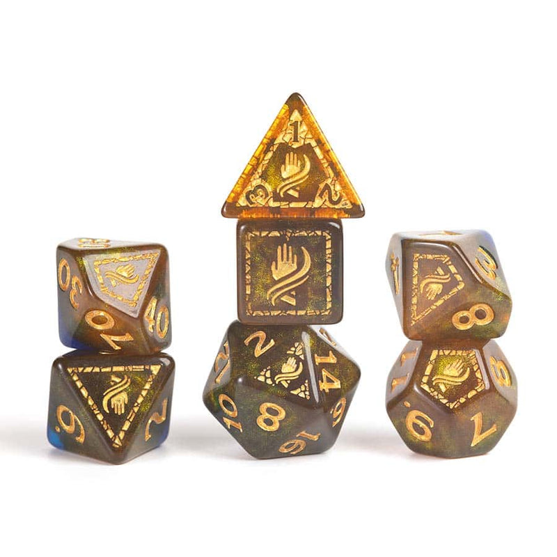 DUNGEONS AND DRAGONS: ADVENTURER DICE: MONK BLUE AND GOLD