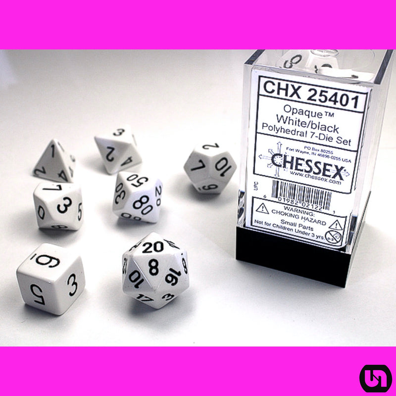 Chessex: 7-Die Set Opaque: White/Black