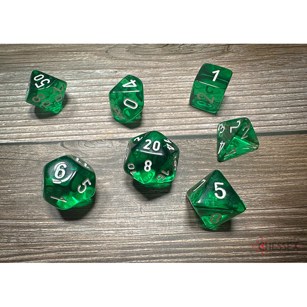 Chessex: 7-Die Set Translucent: Green/White