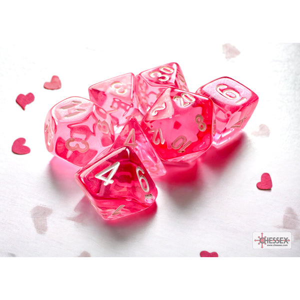 Chessex: 7-Die Set Mini Translucent: Pink/White