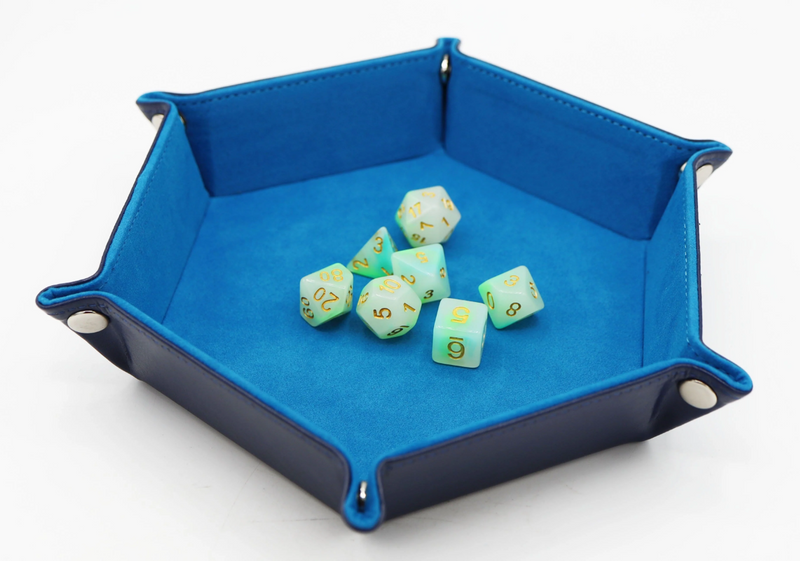 Foam Brain Games: Leatherette & Velvet Dice Tray - Navy with Teal