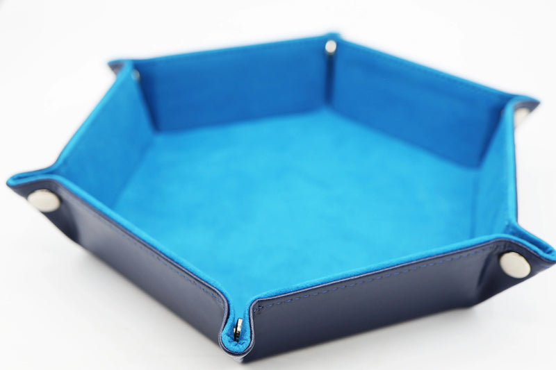 Foam Brain Games: Leatherette & Velvet Dice Tray - Navy with Teal