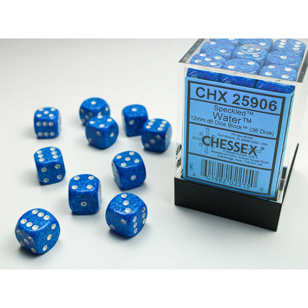 Chessex: 12mm 36d6 Speckled: Water