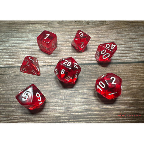 Chessex: Polyhedral 7-Die Set - Translucent Red/White