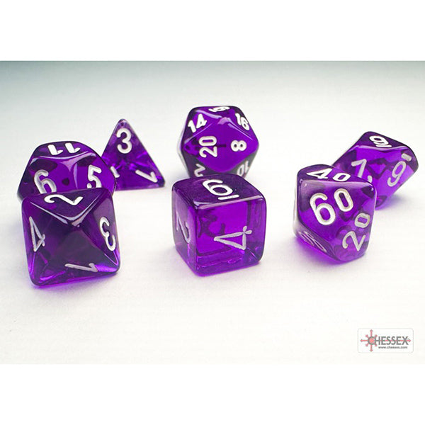 Chessex: 7-Die Set Mini Translucent: Purple/White