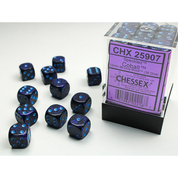 Chessex: 12mm 36d6 Speckled: Cobalt