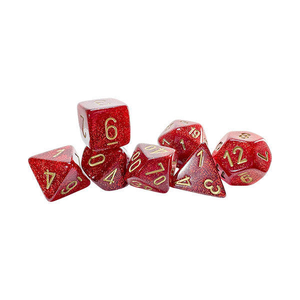 7-Die Set Mega-Hedrals Glitter: Ruby/Gold