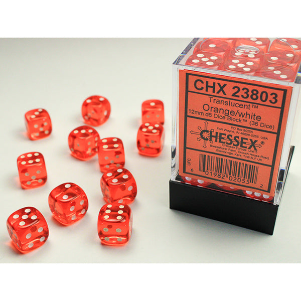 Chessex: 12mm 36d6 Translucent: Orange/White