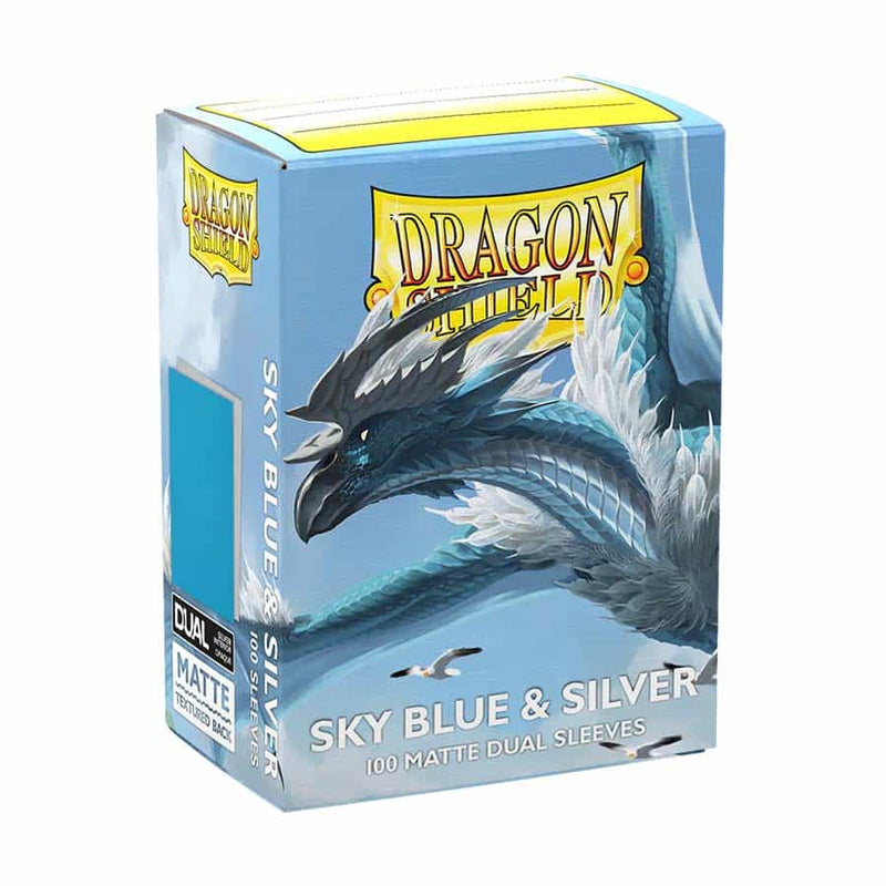 DRAGON SHIELD SLEEVES: MATTE DUAL: SKY BLUE AND SILVER (100CT)