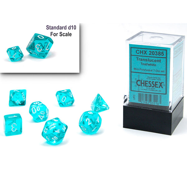 Chessex: 7-Die Set Mini Translucent: Teal/White