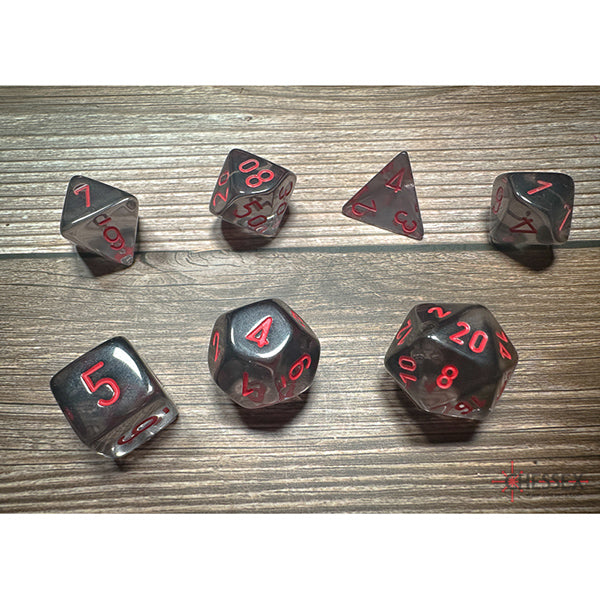 Chessex: 7-Die Set Translucent: Smoke/Red