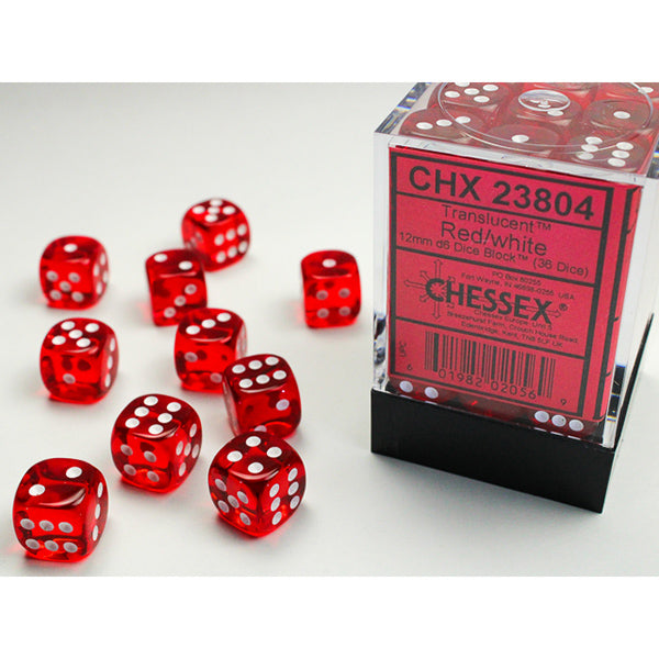 Chessex: 12mm 36d6 Translucent: Red/White