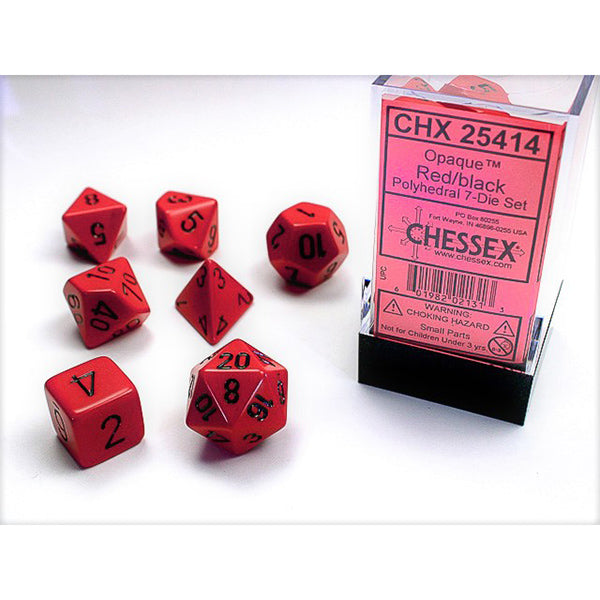 Chessex:  7-Die Set Opaque: Red/Black