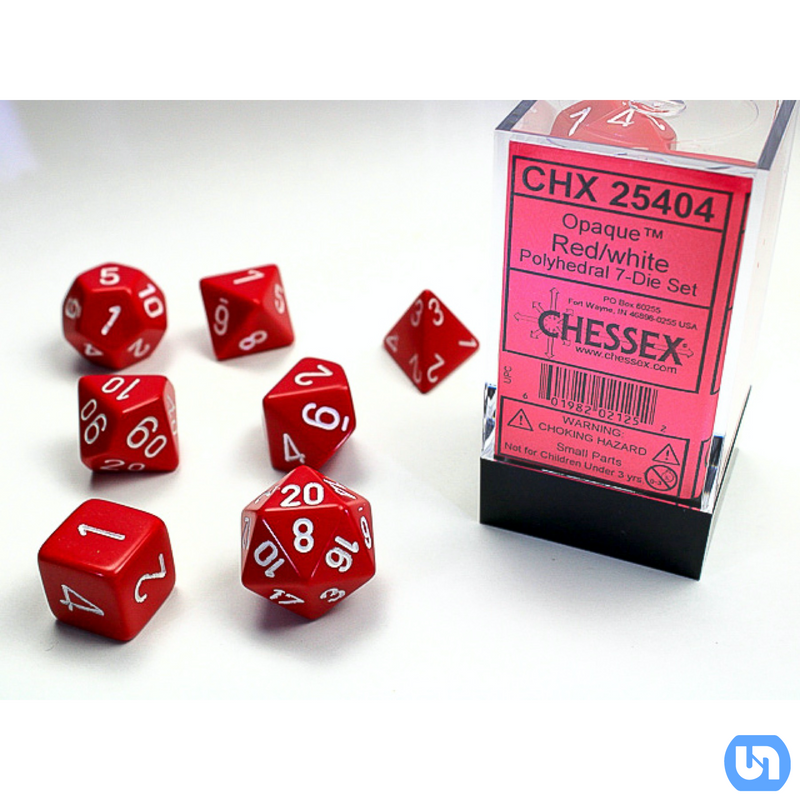 Chessex: 7-Die Set Opaque: Red/White