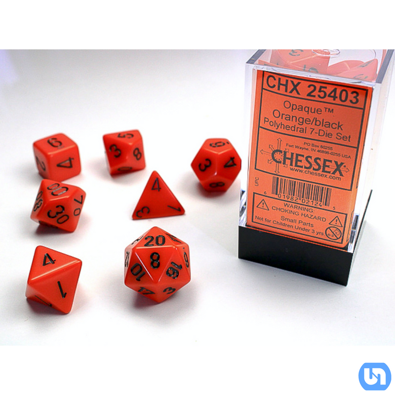 Chessex: Polyhedral 7-Die Set - Opaque Orange/Black