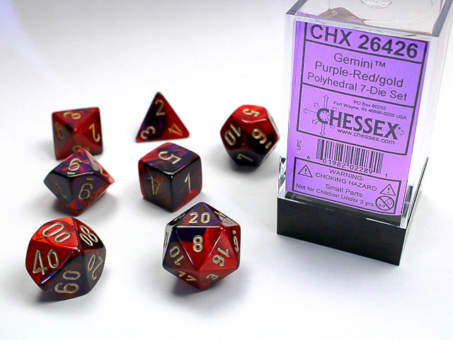 Chessex: 7-Die Set Gemini: Purple-Red/Gold