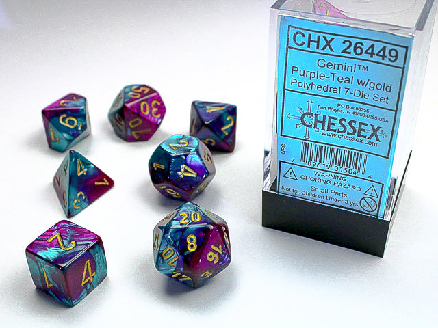 Chessex: 7-Die Set Gemini: Purple-Teal/Gold