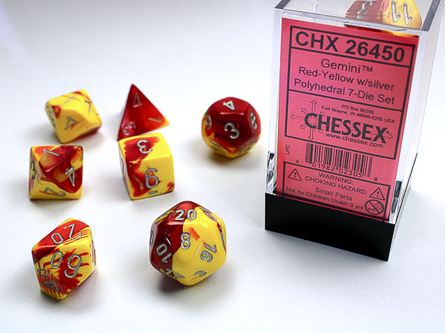 Chessex: 7-Die Set Gemini: Red-Yellow/White