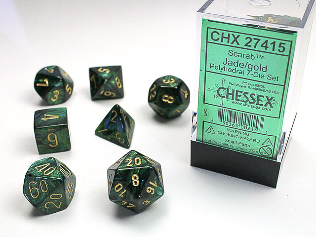 Chessex: 7-Die Set - Scarab Jade/gold Polyhedral