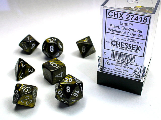 Chessex: 7-Die Set - Leaf Black gold/silver Polyhedral