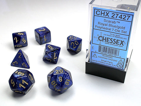 Chessex: 7-Die Set Scarab: Royal Blue/Gold