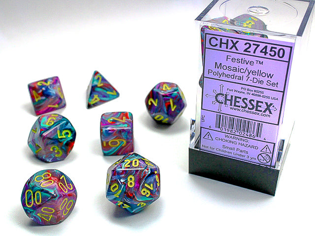 Chessex: 7-Die Set Festive: Mosaic/Yellow