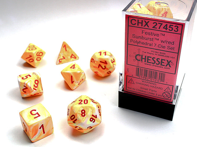 Chessex: 7-Die Set - Festive Sunburst/red Polyhedral