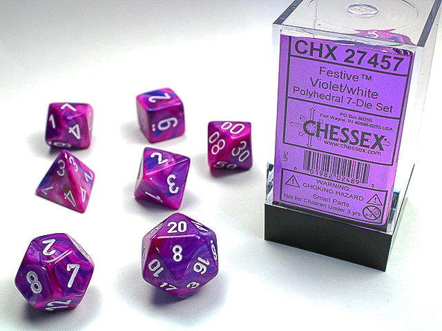 Chessex: 7-Die Set Festive: Violet/White