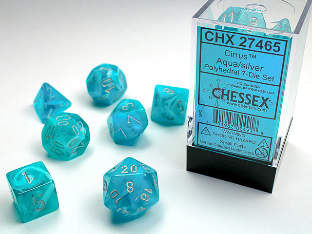 Chessex: 7-Die Set - Cirrus Aqua/silver Polyhedral