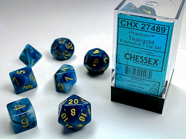 Chessex: 7-Die Set - Phantom Teal/gold Polyhedral