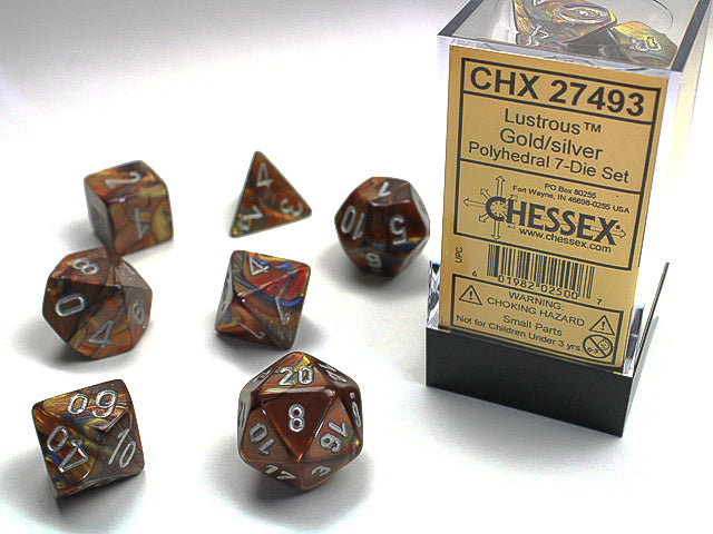 Chessex: 7-Die Set - Lustrous Gold/silver Polyhedral