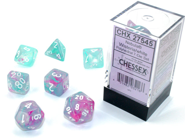 Chessex: 7-Die Set - Nebula Luminary Wisteria/white Polyhedral
