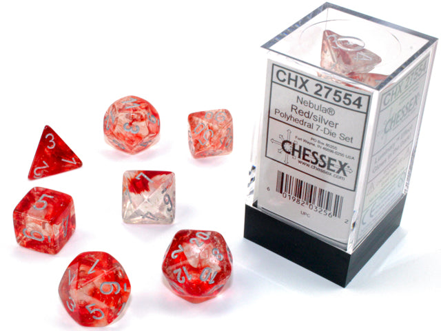 Chessex: 7-Die Set - Nebula Luminary Red/silver Polyhedral