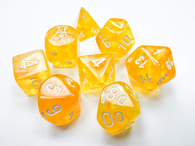 Chessex: 7-Die Set - Borealis Luminary Canary/white Polyhedral