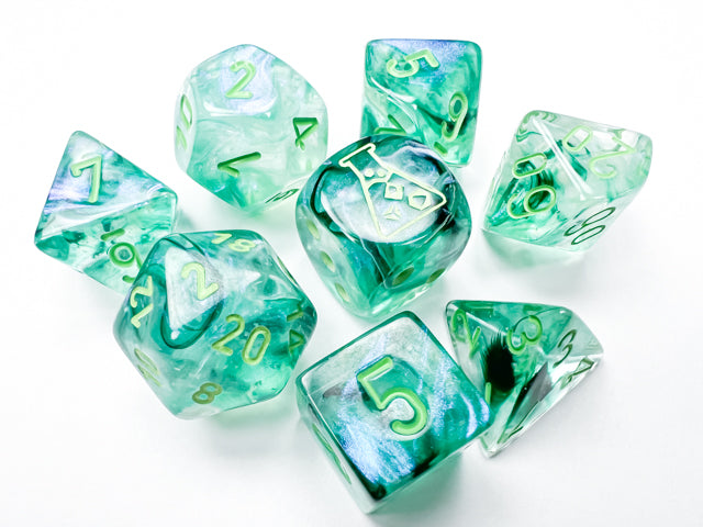 Chessex: 7-Die Set - Borealis Luminary Kelp/light green Polyhedral