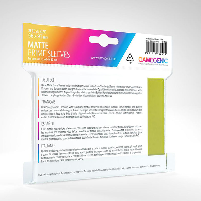 Gamegenic: Matte Prime Sleeves 100ct - Lime