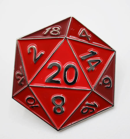 Foam Brain Games: Red D20 Enamel Pin