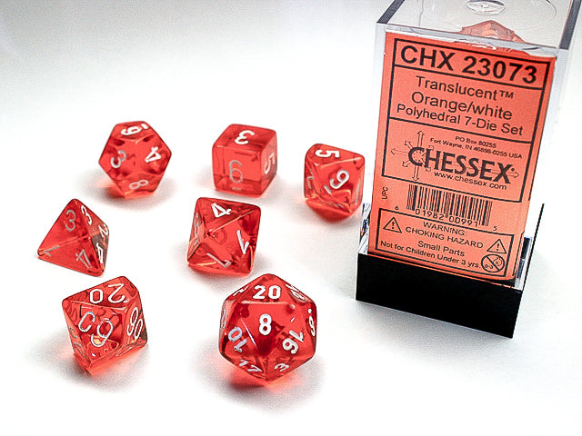Chessex: Polyhedral 7-Die Set - Translucent Orange/White