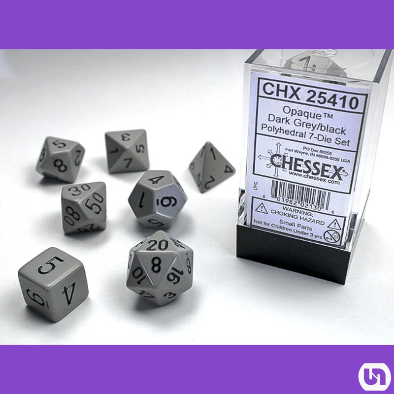 Chessex:  7-Die Set Opaque: Dark Grey/Black