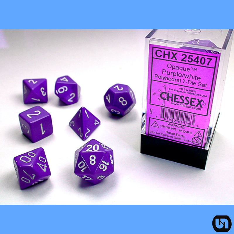 Chessex: 7-Die Set Opaque: Purple/White