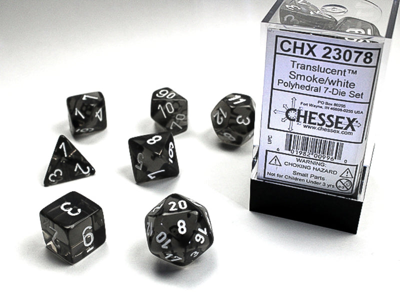 Chessex: Polyhedral 7-Die Set - Translucent Smoke/White