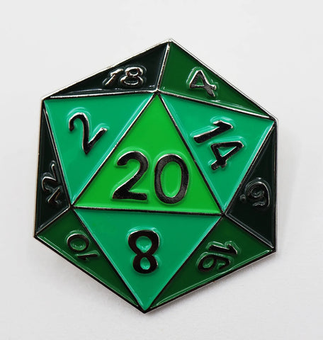 Foam Brain Games: Green D20 Enamel Pin